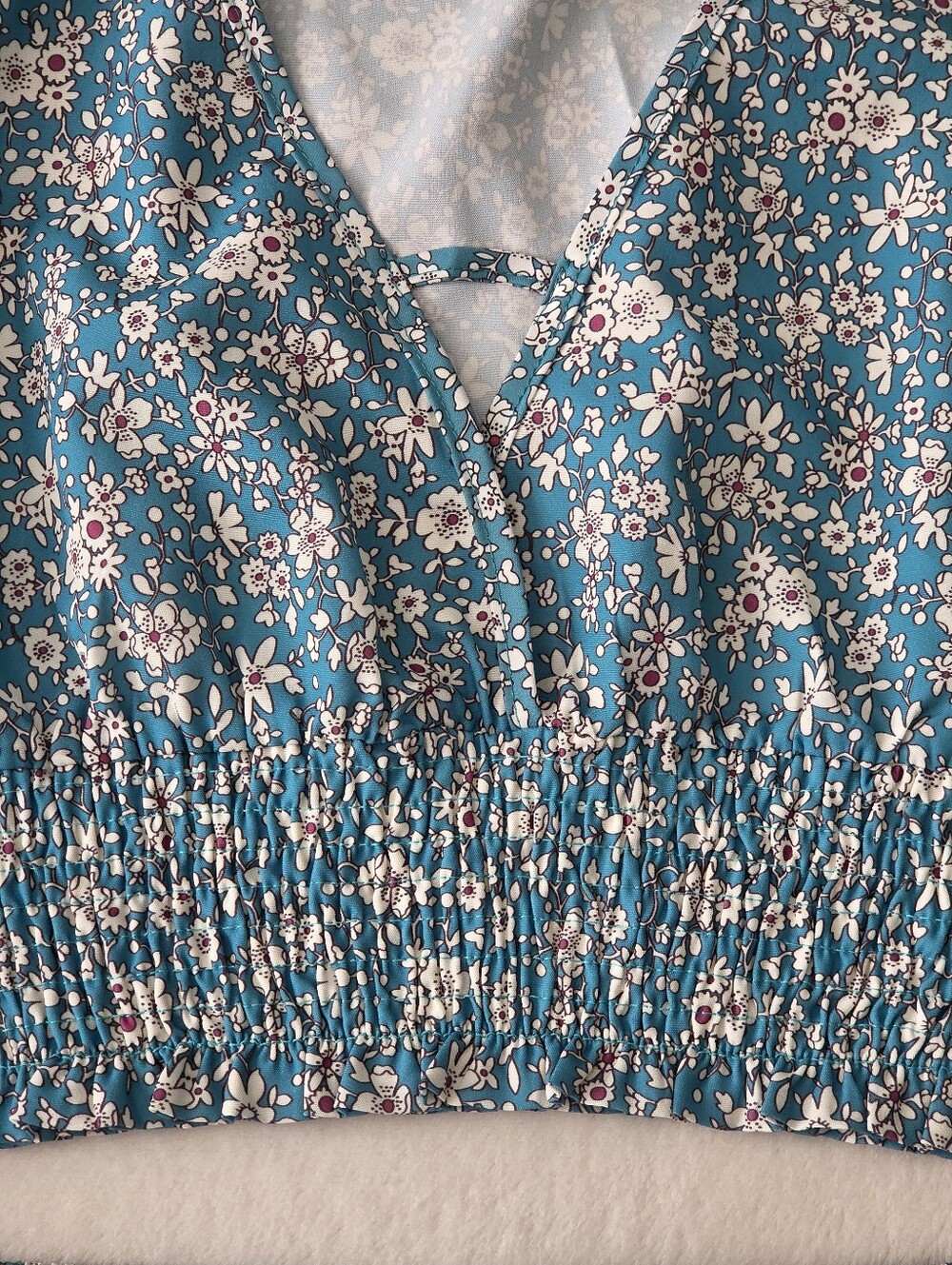 Shein Teal Floral Two-Piece Crop Top & Shorts Set Size Medium - Picture 6 of 12